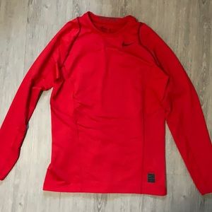 Red Unisex Nike pro long sleeve